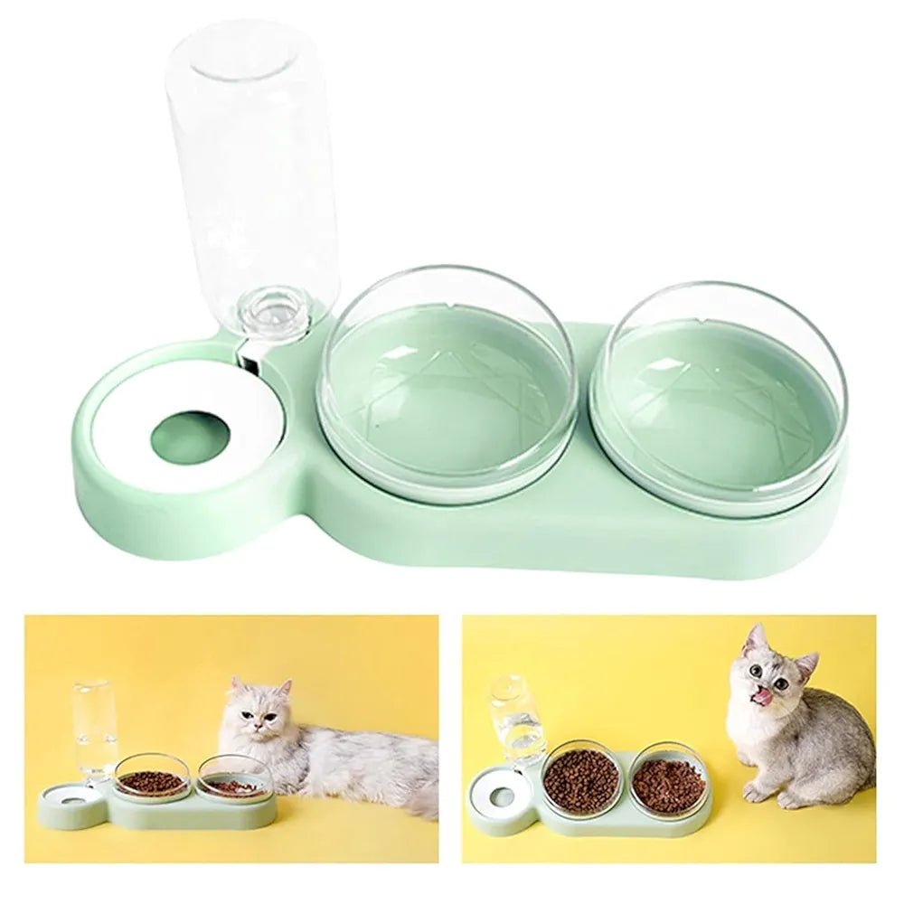 🐾 3 - in - 1 Automatic Cat & Dog Feeder with Water Dispenser | Tilted & Rotatable Double Bowls - Kind Nest India