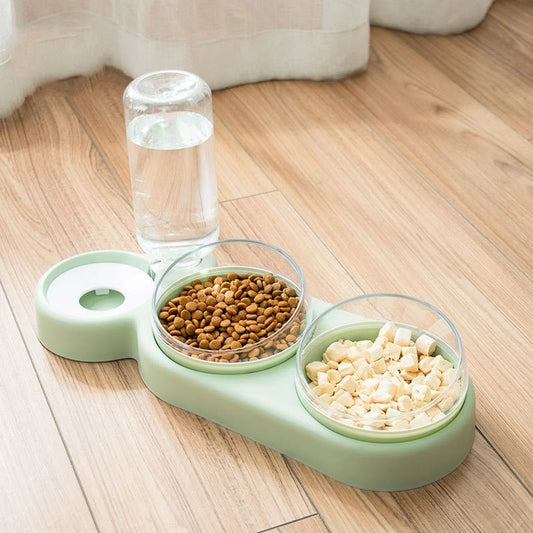 🐾 3 - in - 1 Automatic Cat & Dog Feeder with Water Dispenser | Tilted & Rotatable Double Bowls - Kind Nest India