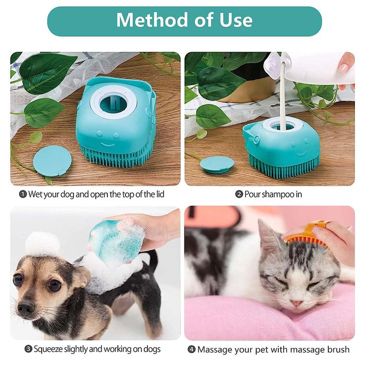 Silicone Pet Bath Brush with Soap Dispenser – Gentle Grooming & Massage for Dogs & Cats - Kind Nest India