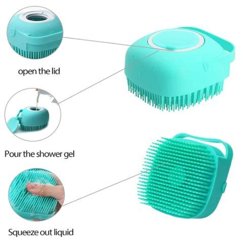 Silicone Pet Bath Brush with Soap Dispenser – Gentle Grooming & Massage for Dogs & Cats - Kind Nest India